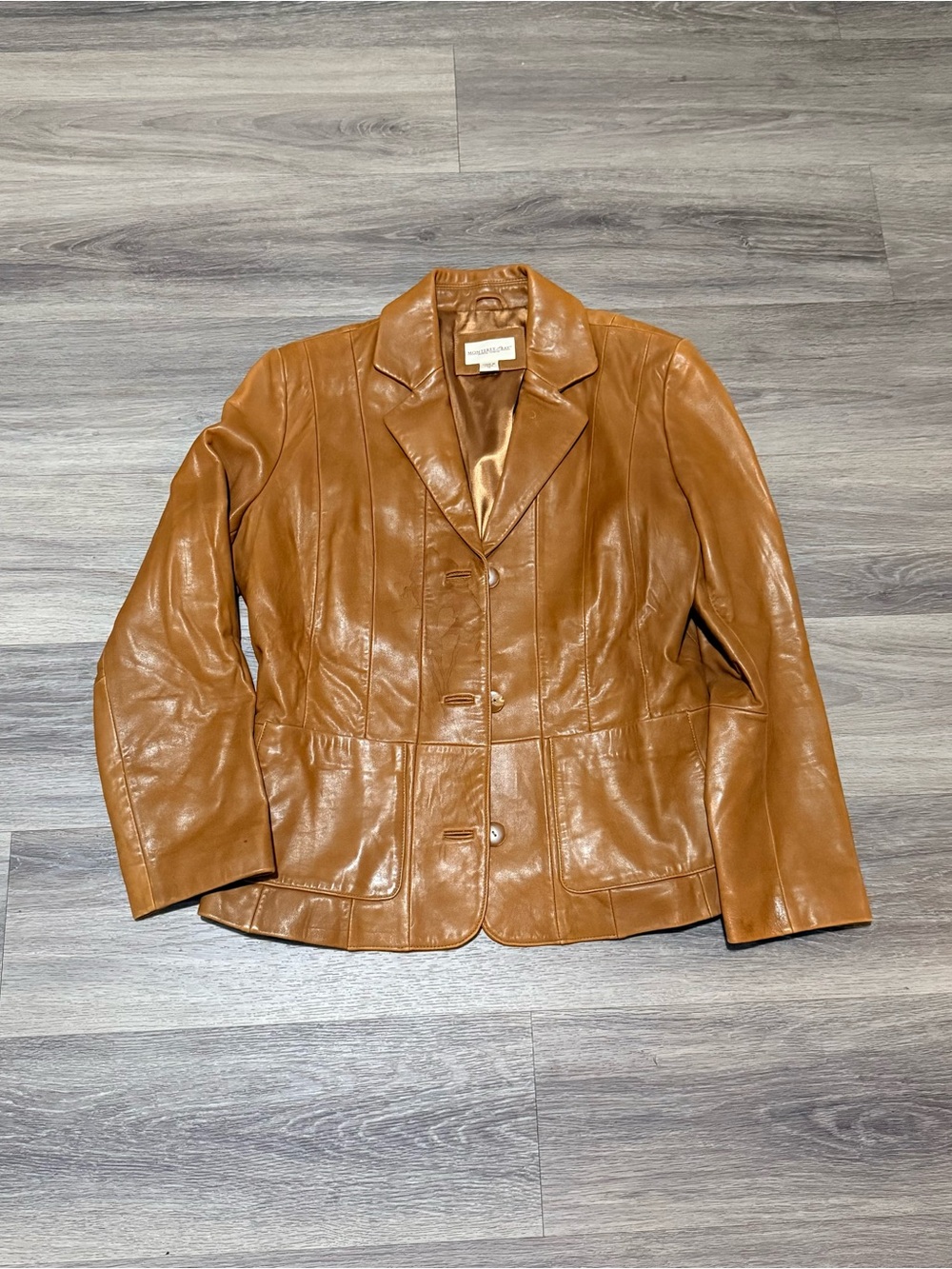 Monterey Bay Cognac Leather Blazer Jacket